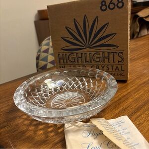 Princess House‎ Lead Crystal Royal Highlights Heavy Glass Ashtray Vintage NIB 7”